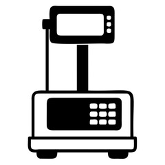 Aufkleber - Illustration of a black and white digital scale with a display and keypad unit on transparent background