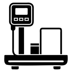 Aufkleber - Illustration of a black electronic scale with a digital display and platform on transparent background