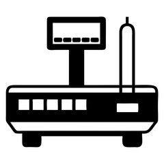 Poster - Illustration of a digital scale with a display and an antenna in black and white on transparent background