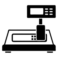 Poster - Illustration of a digital weighing scale with display and control panel in black on transparent background