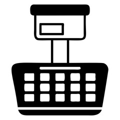 Aufkleber - Illustration of a hanging basket with a display screen attached on top center on transparent background