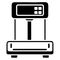 Aufkleber - Illustration of a digital scale with a display and a platform in black and white on transparent background