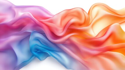 Poster - A vibrant display of silk fabric flowing in shades of pink, orange, and blue captures the essence of movement and creativity, perfect for showcasing graceful design elements.