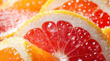 Poster - A close-up of citrus fruit slices submerged in sparkling water, capturing the refreshing essence and vibrant colors, perfect for summer drinks and healthy refreshing options.