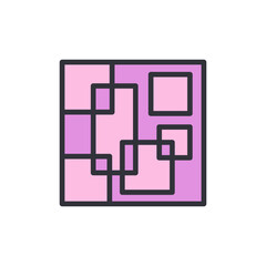 Poster - Abstract Presentation Of Interlocking Squares In Two Different Pink Colors
