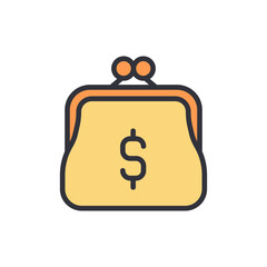 Poster - Yellow Coin Purse Icon With Dollar Symbol On Transparent Surface