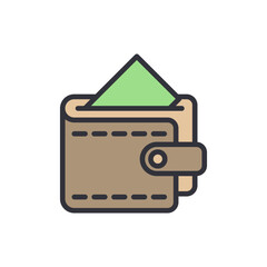 Poster - Wallet With Money Graphic Illustration On Transparent Background