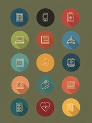 Poster - Exploring Digital Wellness Concepts With Clean Flat Icons Representing Boundaries and Health Practices in Modern Life