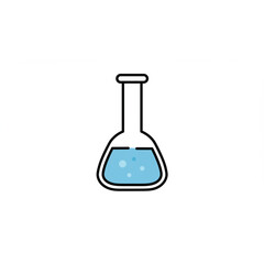 Poster - A clean Erlenmeyer flask design perfect for science logos branding or educational materials featuring a simple yet effective blue liquid and bubbles graphic