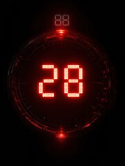 Poster - Countdown Clock Displaying 28 Seconds in a Vibrant Red Glow With Upper Space Ready for Additional Text