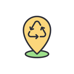 Poster - Sustainable Location Pin With Circular Arrows Indicating Recycling Process