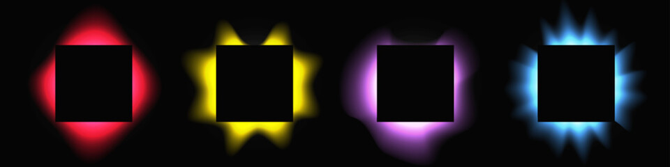 Poster - Set of square illuminate light frames