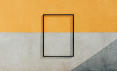 Aufkleber - Framed Aesthetic: An elegant, minimalist composition featuring a sleek black frame against a backdrop of warm yellow and cool gray.