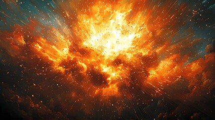Poster - Explosive digital cyber blast in a matrix of fire and code