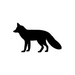 Fototapete - Silhouette illustration of a fox standing on a white background on white background , no background