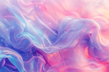 Poster - Abstract pastel pink, purple, and blue background with flowing waves and sparkling lights