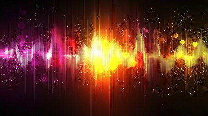 Fototapete - Abstract Sound Wave Energy Visualization: Fiery Orange and Purple Hues