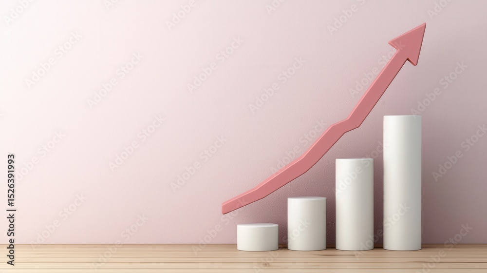 Ilustrace Rising Graph Chart with Four Increasing Columns on a Soft ...
