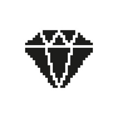 Fototapete - Pixelated Diamond Icon. Luxury, Wealth, And Prestige Symbol. Retro Gaming Style Gemstone Representation. Isolated Vector Illustration