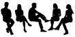 © DOMINIK LUDWIG - Sitting people silhouette Vector collection in PNG with black silhouettes of men and women and teenagers sitting on bench or chair business group in profile view isolated on Transparent background