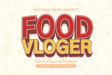 Wall Mural - Editable Food Vlogger Text Effect Template with food doodle pattern