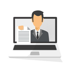 Fototapete - Agente del servizio clienti che lavora online CALL CENTER CENTRALINO - illustrazioni ufficio work shop a distanza lavoro da remoto contratto