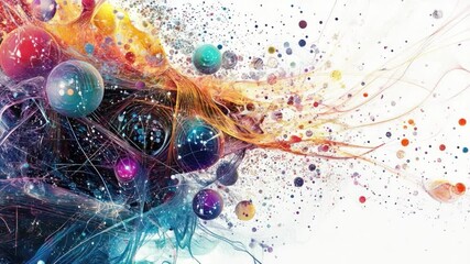 Poster - abstract celestial spheres: an artistic composition of radiant celestial spheres floats across the c