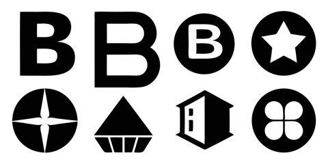 Aufkleber - Professional b letter logo design template with twelve complementary icons