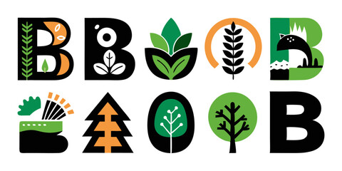 Aufkleber - Nature logo design icon set featuring black yellow cyan magenta color palette