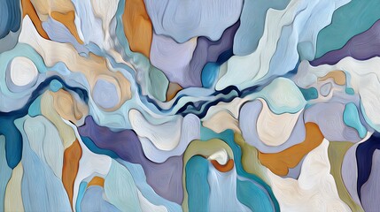 Poster - Abstract Textured Swirls in Blue Purple Orange and Beige