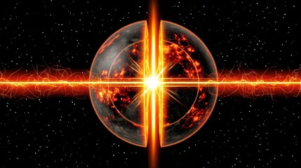 Poster - Fiery Planet Destruction Cosmic Explosion in Dark Space