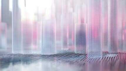 Fototapete - Ethereal Cityscape: A Digital Metropolis of Glass and Light