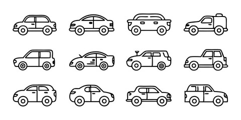 Poster - Collection of twelve automobile line icons designed for digital applications and websites