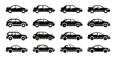 Poster - A collection of twelve automobile line icons designed for digital use in various applications