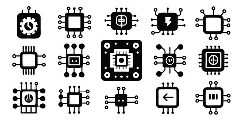 Poster - High quality circuit board icon design featuring black yellow cyan magenta color palette