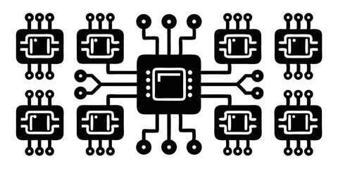 Poster - High quality circuit board icon design set for professional use