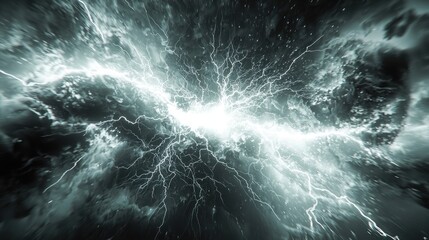 Poster - Celestial Lightning Storm: A Dramatic Abstract of Power and Energy