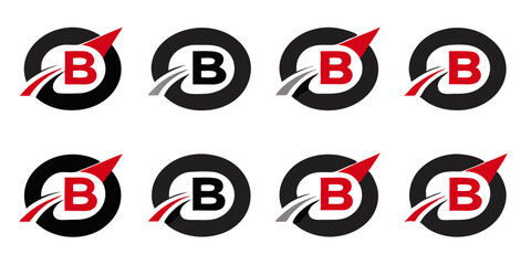 Aufkleber - Professional logo design featuring a stylized letter b incorporating a red dot and dynamic swoosh