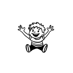Poster - happy jumping boy. Vector Icon of a Happy Buddy 