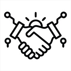 Poster - Digital handshake icon partnership collaboration isolated on white background