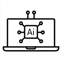 Aufkleber - Laptop with AI chip icon isolated on white background
