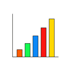 Poster - Simple bar chart illustration with colorful bars on a transparent background, concept for infographic, data visualization, business presentation, and marketing materials