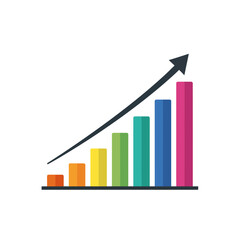 Poster - Colorful bar graph with upward arrow, concept for business growth and financial success