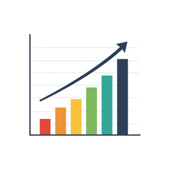 Poster - Colorful bar graph with upward trend line, concept for business growth, financial report, and data visualization