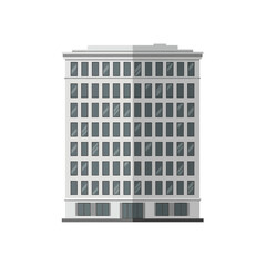 Poster - Simple illustration of a grey multi-story office building with many windows, concept for architecture, real estate, and urban development