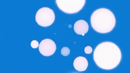 Poster - Floating Circles Abstract: Soft, glowing white circles float against a vibrant blue background, creating a dreamy and ethereal abstract image. Perfect for backgrounds, presentations.