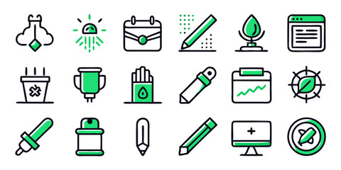Poster - High quality graphic design line icons set featuring black yellow cyan magenta color palette