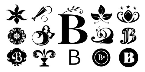 Poster - Elegant beauty logo design featuring a flourished letter b initial