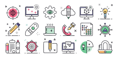 Aufkleber - High quality graphic design line icons single design element for branding and web projects