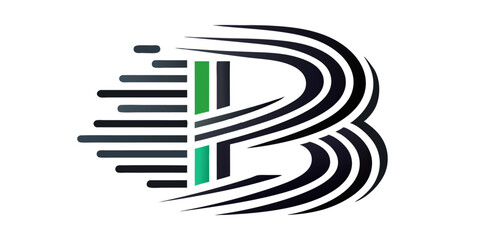 Aufkleber - Professional letter b logo design featuring an abstract stripe line pattern in cmyk and black